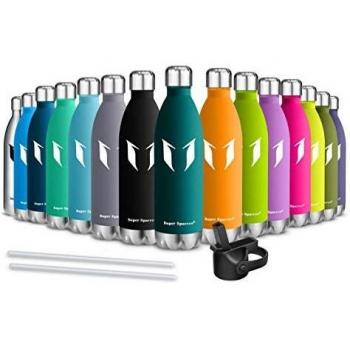 Super Sparrow Botella de Agua aislada al vacío de Acero Inoxidable, diseño de Pared Doble - 500ml - Sin BPA Gorra Deportiva con Gorra estándar - para Correr, Gimnasio, Yoga, Ciclismo