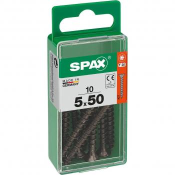 Tornillo para Madera Spax T-Star+ Cabeza Plana Avellanada Pavonado Ø5 x 50 mm - Caja de 10 Uds