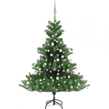 vidaXL Nordmann Fir Artificial Christmas Tree LED & Ball Set Green 150cm