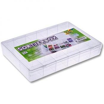 Caja clasificadora Folia, 17 compartimentos, 18x26,5x4 cm, transparente