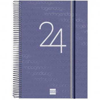 Finocam Agenda 2024 E40 Year Día Página Espiral Azul Catalán 210x297 mm