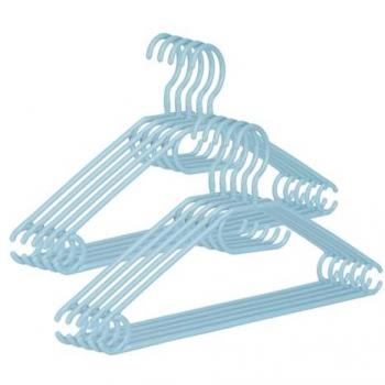 Pack de 10 Perchas de Plástico Duro - Organizador para Armario de Polipropileno con Barra de Traje (Azul, 41,5 x 0,7 x 22 cm)