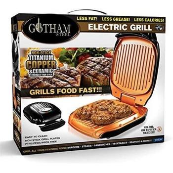 GOTHAM STEEL 2053 Low Fat Multipurpose Sandwich Grill Nonstick Copper Coating – As Seen on TV, Aluminum, Black