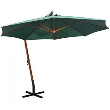 vidaXL Sombrilla Colgante 350 cm Verde Parasol Pedestal Toldo Cubierta Jardín