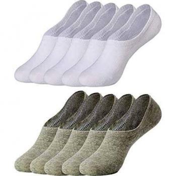 Falechay Calcetines Invisibles Tobilleros Mujer Hombre 10 pares Cortos Calcetin Blanco Gris 43-46