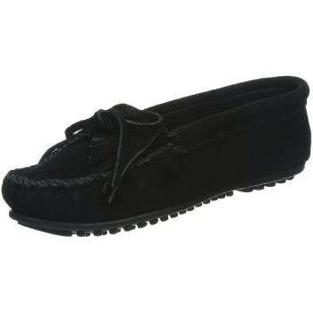 Minnetonka Women's Kilty Moccasins Flats Casual Slip On Black Size 11 M