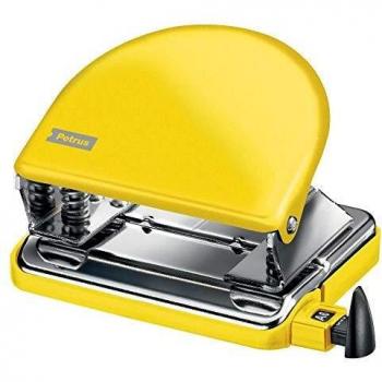 Petrus Taladro de Oficina Clásico con Barra Guía y Marcas de Formato, Perfora 20 Hojas, Metal, Gama WOW, 626829 - Amarillo