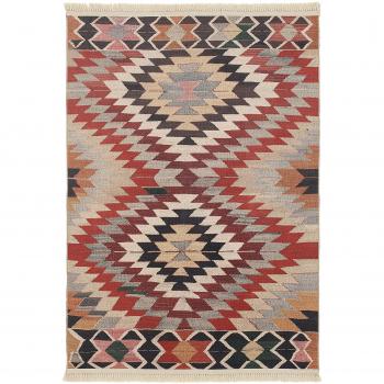Home Life Alfombra con Diseño Estampada Kilim, Poliéster, Multicolor, 120 x 180 cm