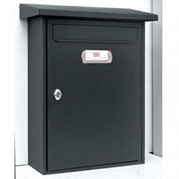BTV | Buzón de Pared Modelo Castillo | Buzon Exterior con Cerradura de Seguridad | Medias 43.3 x 34.1 x 13 cm | Buzon Negro Preparado para Bocacartas en su Parte Trasera
