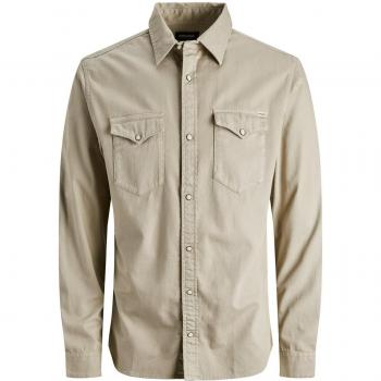 Jack & Jones Sheridan Slim Fit Long Sleeve Shirt in Crockery