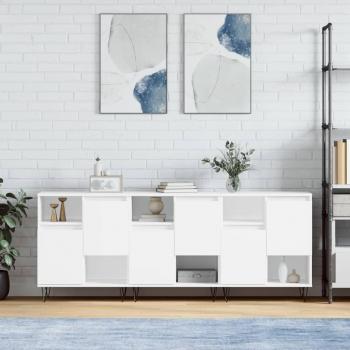 Sideboard 3 PC blanco madera multicapa, Aparadores 3 piezas madera contrachapada blanco Vidaxl Blanco