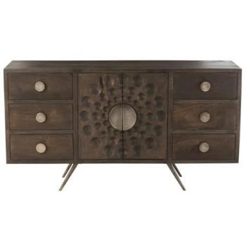 Buffet étnico de madera de mango con 2 puertas y 6 cajones - 150 cm