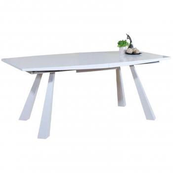 Mesa de Comedor Extensible Sirocco Lacada en Blanco con Patas de Acero (180 a 230 cm)