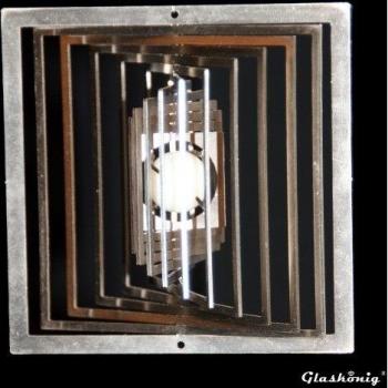 Acero inoxidable de viento cuadrado pequeño H. de 9 cm x B. de 9 cm con bola de cristal de diámetro 16 mm