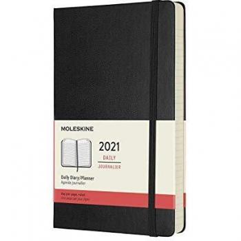 Agenda Diaria Moleskine 2022, 12 Meses, Tapa Dura, Grande, Color Negro