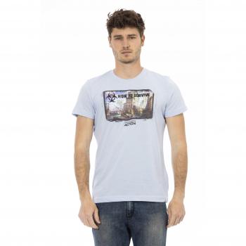 Trussardi Action Light Blue Cotton T-Shirt - XL, Male, Round Neck, Size: XL