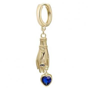 Pendiente Aro Higa en Plata de Ley 925 con Baño de Oro 18K y Circonitas - Cierre Clic - Joyas para Mujer