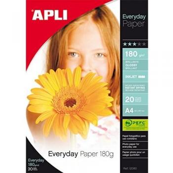 APLI 12080 - Papel fotográfico Everyday A4 180 g 20 hojas