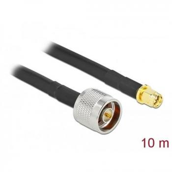 Cable de Antena Delock 90449 - Conector N a Conector SMA - 10 m - LMR/CFD300 - Pérdida Baja (0.31 dB) - Color Negro