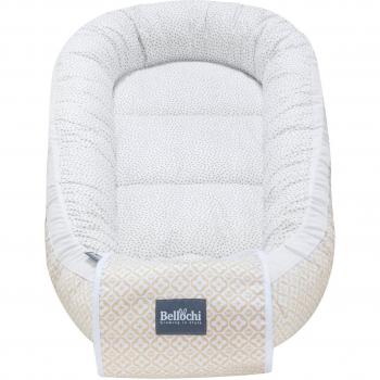 Cuna Nido para Bebé Bellochi - 100% Algodón - 90x60x12cm - con Bordes Protectores - Puntos Beige