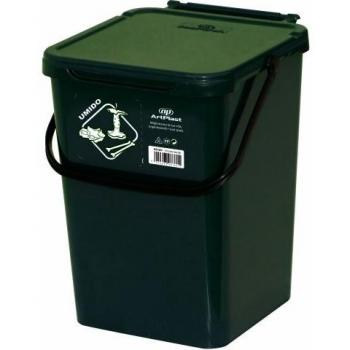 Cubo de Plástico Verde para Recogida Selectiva con Tapa - 10 Litros (225x240x300 mm)