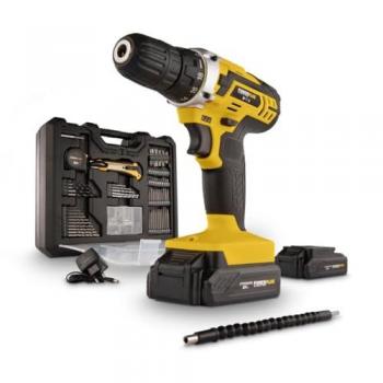 Taladro Atornillador Inalámbrico Powerplus 20V con 2 Baterías y 134 Accesorios