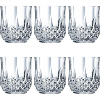 Juego de 6 vasos bajos Cristal d'Arques Longchamp, cristal transparente, capacidad de 320 ml cada vaso