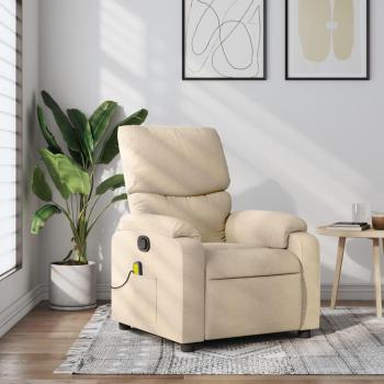 Silla reclinable de masaje en tela crema Vidaxl