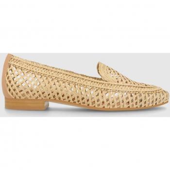 Mocasines planos de mujer en rafia trenzada de color camel Lodi