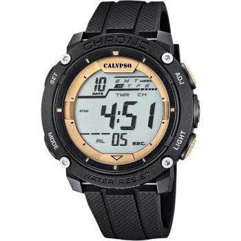 Calypso K5820/4 Digital Dorado Reloj para Hombre con Caja de Caucho Multicolor