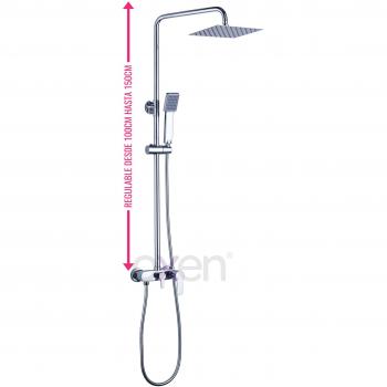 Kibath 400221 Columna Monomando extralarga Ver y Tubo Redondo Extensible Regulable en Altura de 100 a 150 cm. Ducha de Mano para hidromasaje y rociador Cuadrados. Recambios garantizados, Cromado