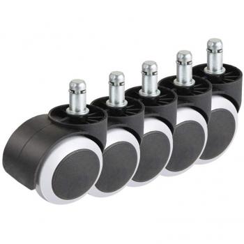 Ruedas de repuesto para silla de oficina giratoria, color negro y blanco, 5 unidades 2“Standard Stem 10X22mm