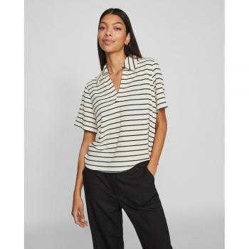 Polo Vila Alo de manga corta blanco rayas negras de mujer