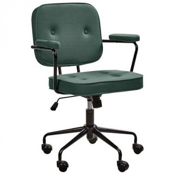 Silla de oficina giratoria de piel sintética verde con altura ajustable y reposabrazos Pawnee