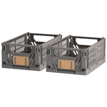 Caja Almacenaje Plegable 50x33x25cm - Set 2 Piezas | Gris Oscuro