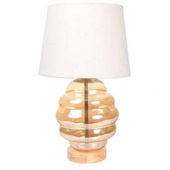Lámpara de mesa Romimex Beige Vidrio 25 x 42 x 25 cm