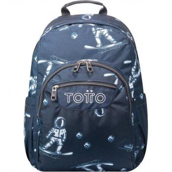 Mochila Totto Acuareles escolar con estampado de astronautas adaptable a carro