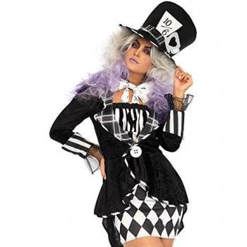 Leg Avenue Wonderland Mad Hatter Mujer, Negro Blanco, M/L
