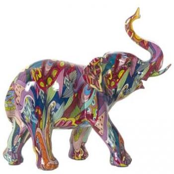 Figura Decorativa Elefante Multicolor Plástico 10 x 23 x 22 cm Alexandra House Living