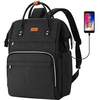 RJEU Mochila Portatil 15,6 Pulgadas con Bolsillo RFID,Mochila de ocio Mujer con Puerto de Carga USB para la Escolares/Escola/Negocios/Viajes