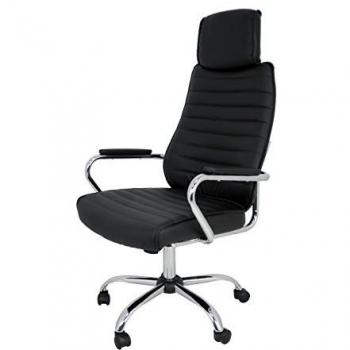 Silla de Oficina Diana con Asiento en Piel Sintética y Reposabrazos, Color Negro