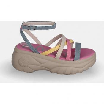 Sandalias de plataforma multicolor con cierre de hebilla en el tobillo