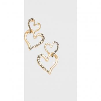 Stradivarius Double Heart Gold Earrings OS