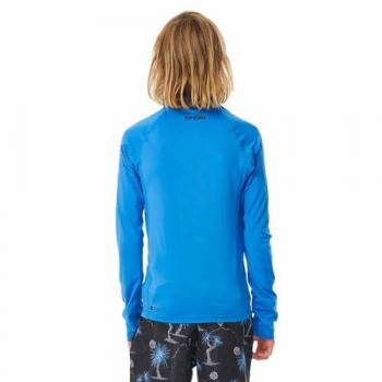 Camiseta Rip Curl Marca Wave UPF AntiUV manga larga azul eléctrico niño - 12 años