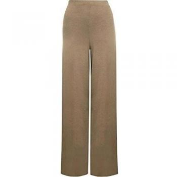 WearAll - Mujer Pantalones Cintura Elástica Palazzo Con Pernera Ancha Tallas Grandes - Moca - 40-42