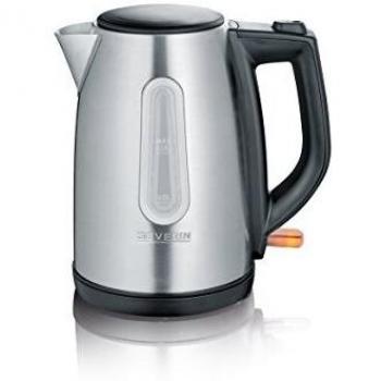 SEVERIN Hervidor de Agua, 1 L, 2.200 W aprox., WK 3469, Acero Inoxidable/Negro