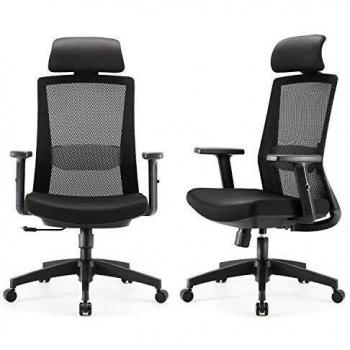 SIHOO Silla de Oficina en Casa, Silla de Escritorio con Soporte Lumbar Ajustable y apoyabrazos, Respaldo de Malla Transpirable y Asiento Acolchado