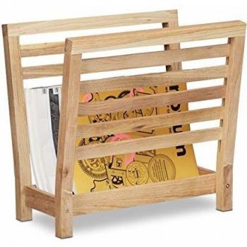 Soporte para Revistas y Periódicos de Madera de Nogal, Dimensiones: 38,5 x 26,5 x 40 cm, Diseño Natural