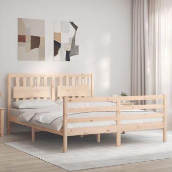 Cama de madera maciza con cabecero 160x200 cm en color marrón