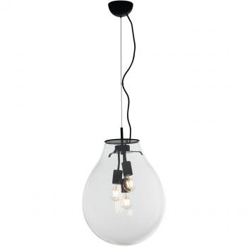 Colgante Globo Negro 3 bombillas 174cm con estructura de metal negro y difusor en vidrio, tipo E27